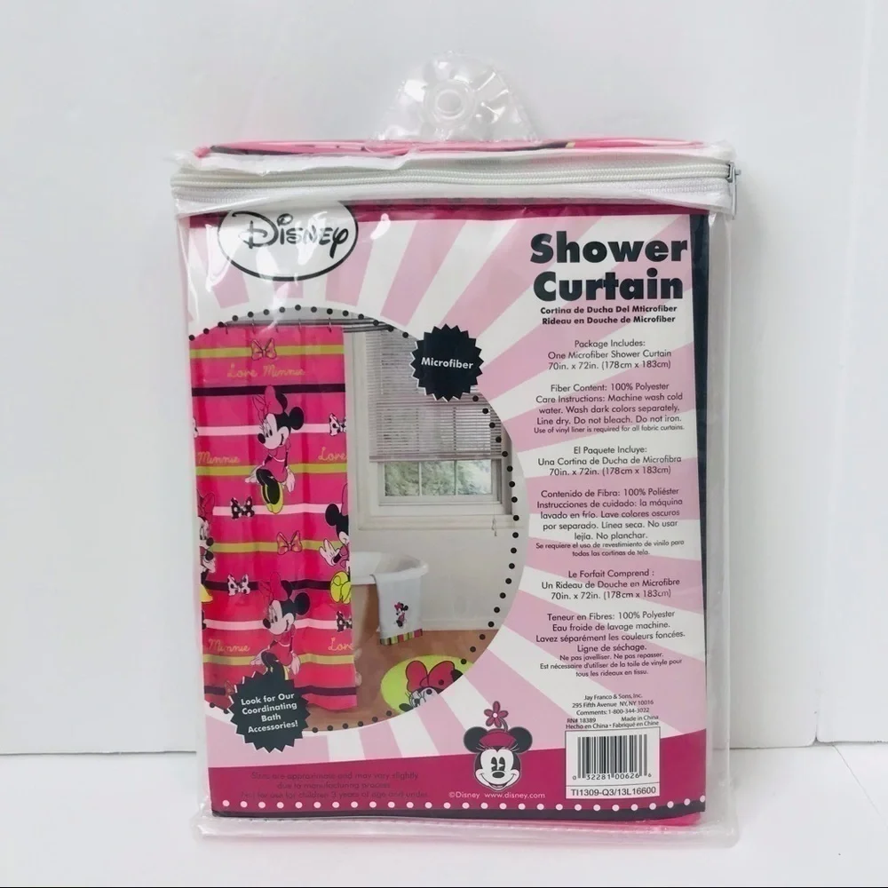 New! Disney Minnie Mouse Y2K Vintage Microfiber Pink Girls Kids Shower Curtain